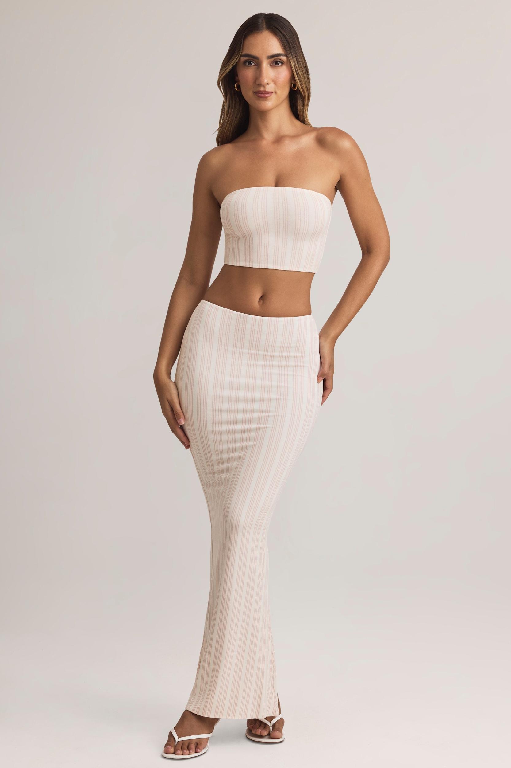 Modal Strapless Crop Top in Stripe Print Product Image