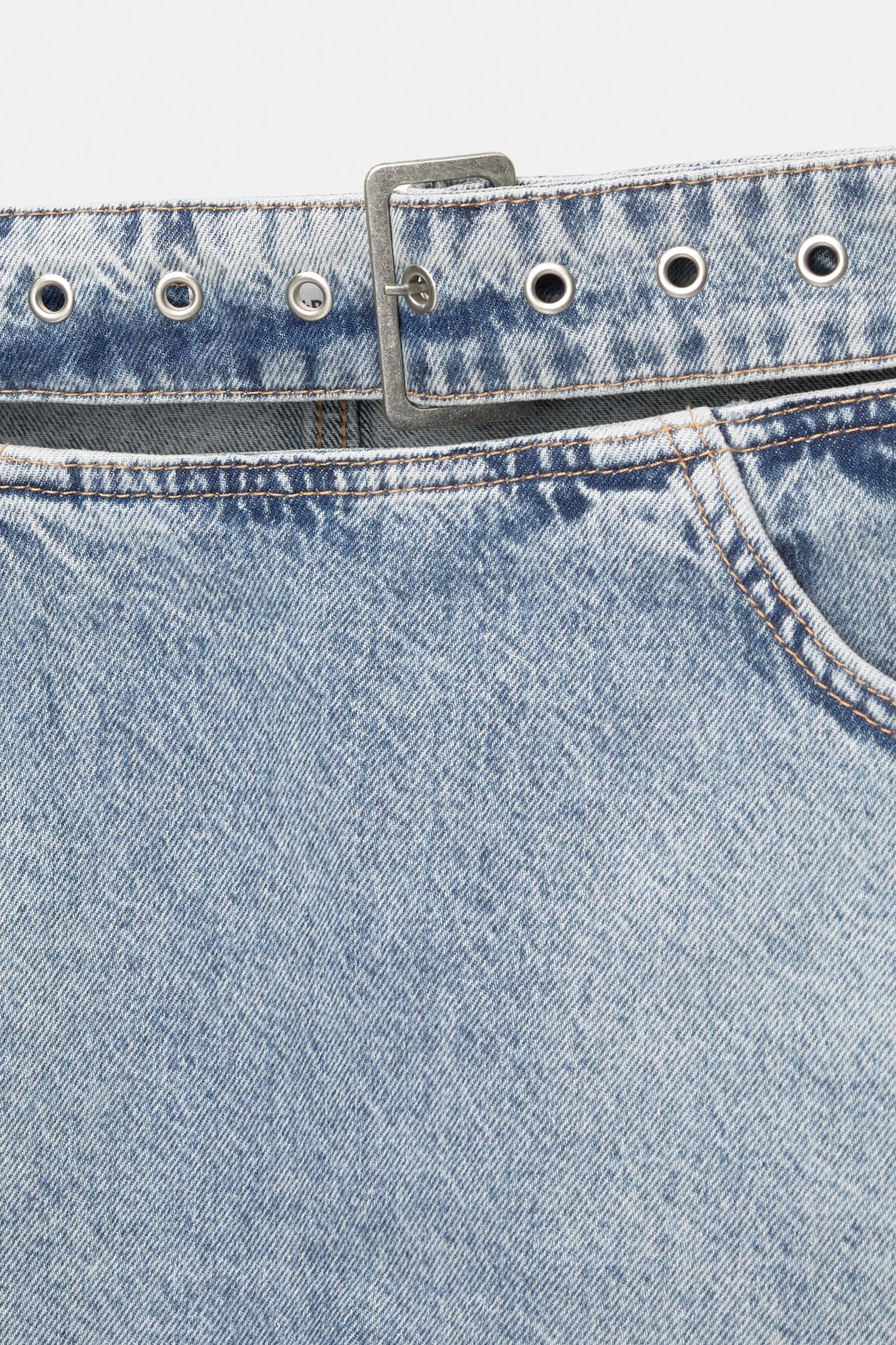 Denim mini skirt with belt Product Image