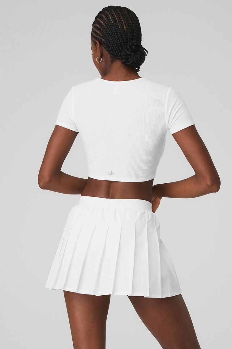 Ribbed Knotty Short Sleeve - White Product Image