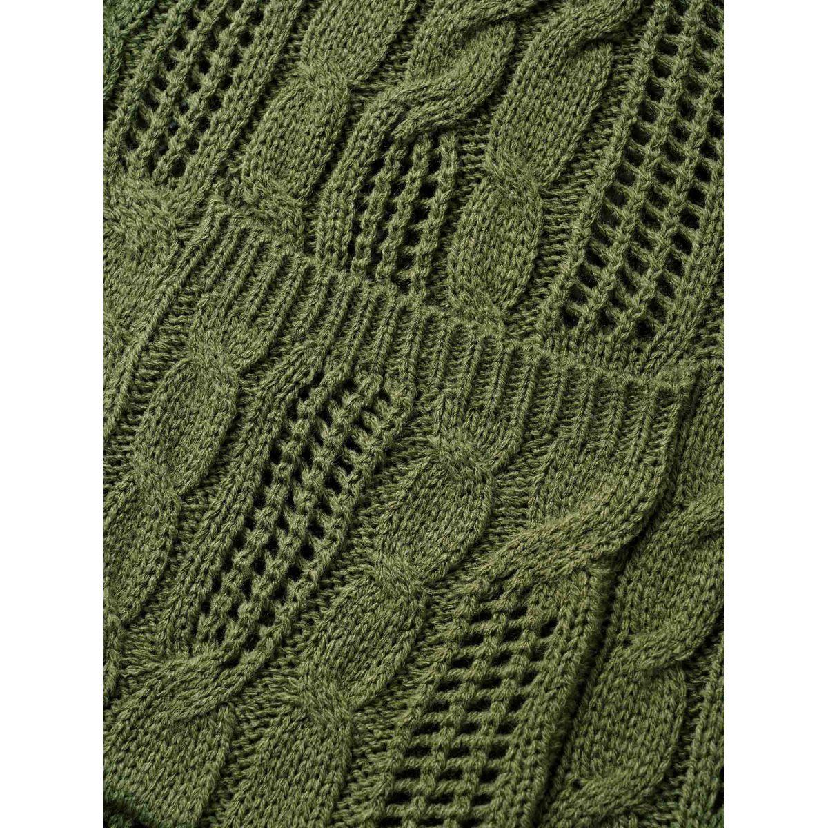 Plus Size Hooded Cable Knit Open Front Cardigan ArmyGreen Women Casual Loose Long Sleeve Everyday Cardigans BloomChic 18-20/2X Product Image