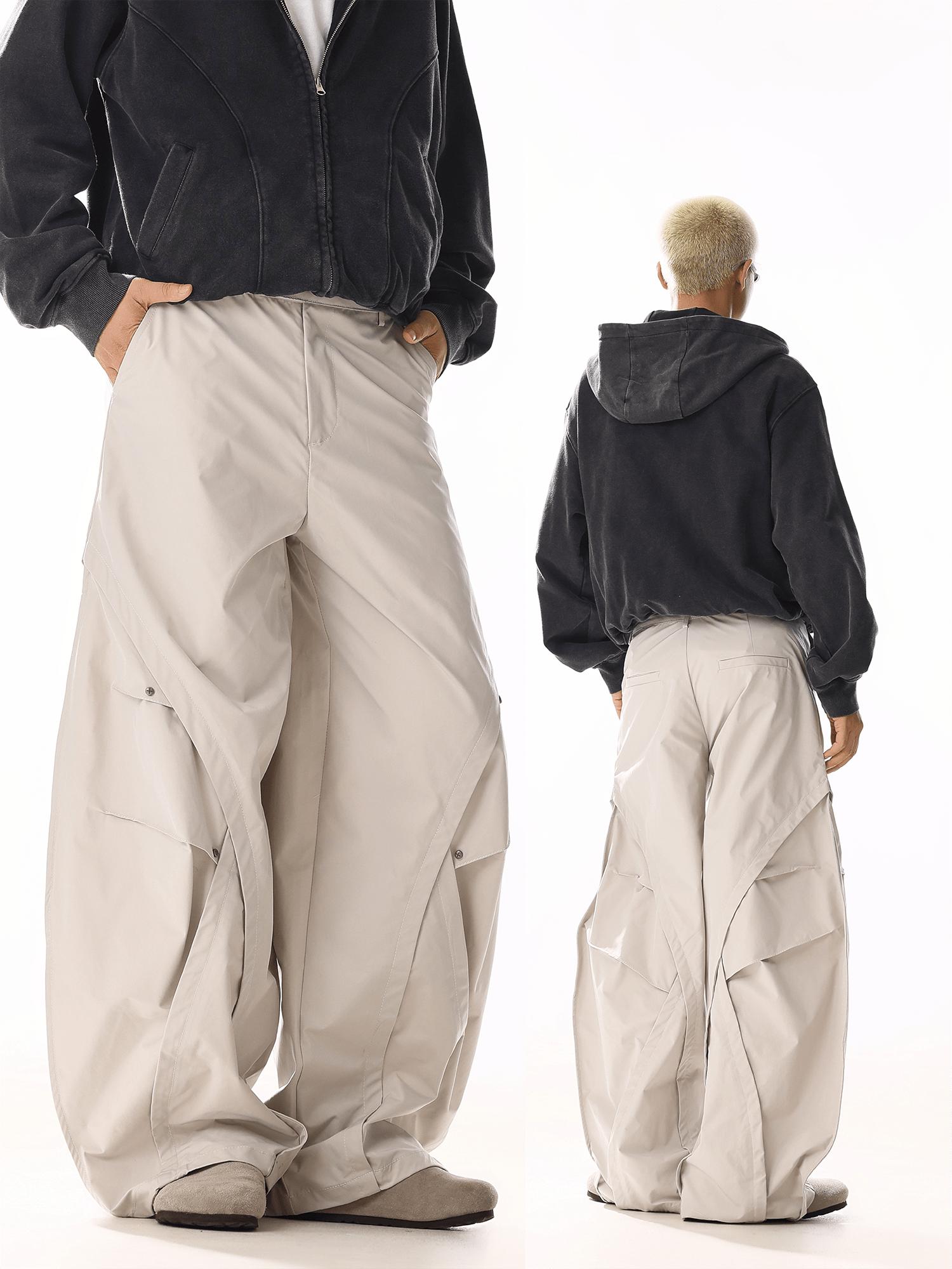 RT No. 19822 RECONSTRUCTED CREAM BAGGY STRAIGHT PANTS Product Image