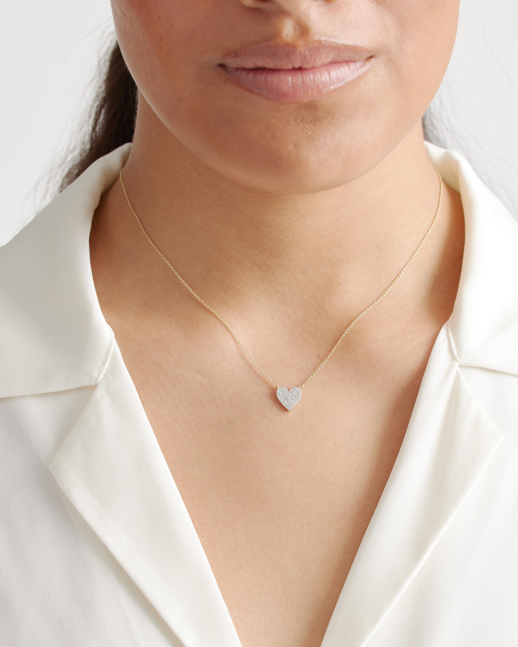 Quince | Women's 14K Gold Dainty Diamond Mini Heart Necklace Product Image