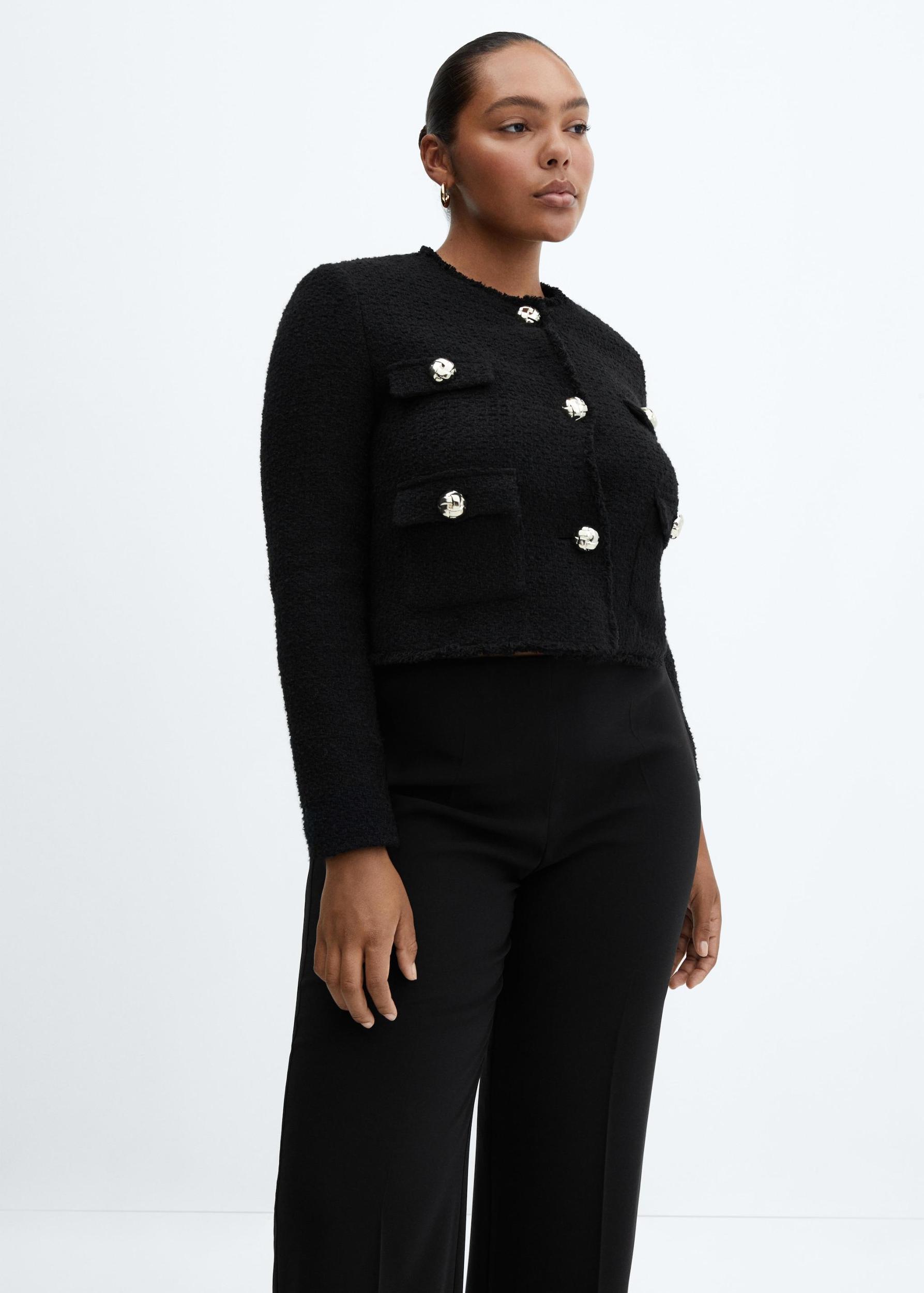 Tweed jacket with pockets - Women | MANGO USA Product Image