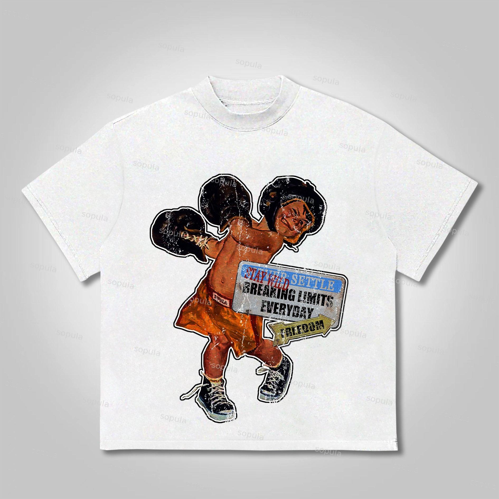 Sopula Boxer Graphic Freedom Print Cotton T-Shirt Product Image