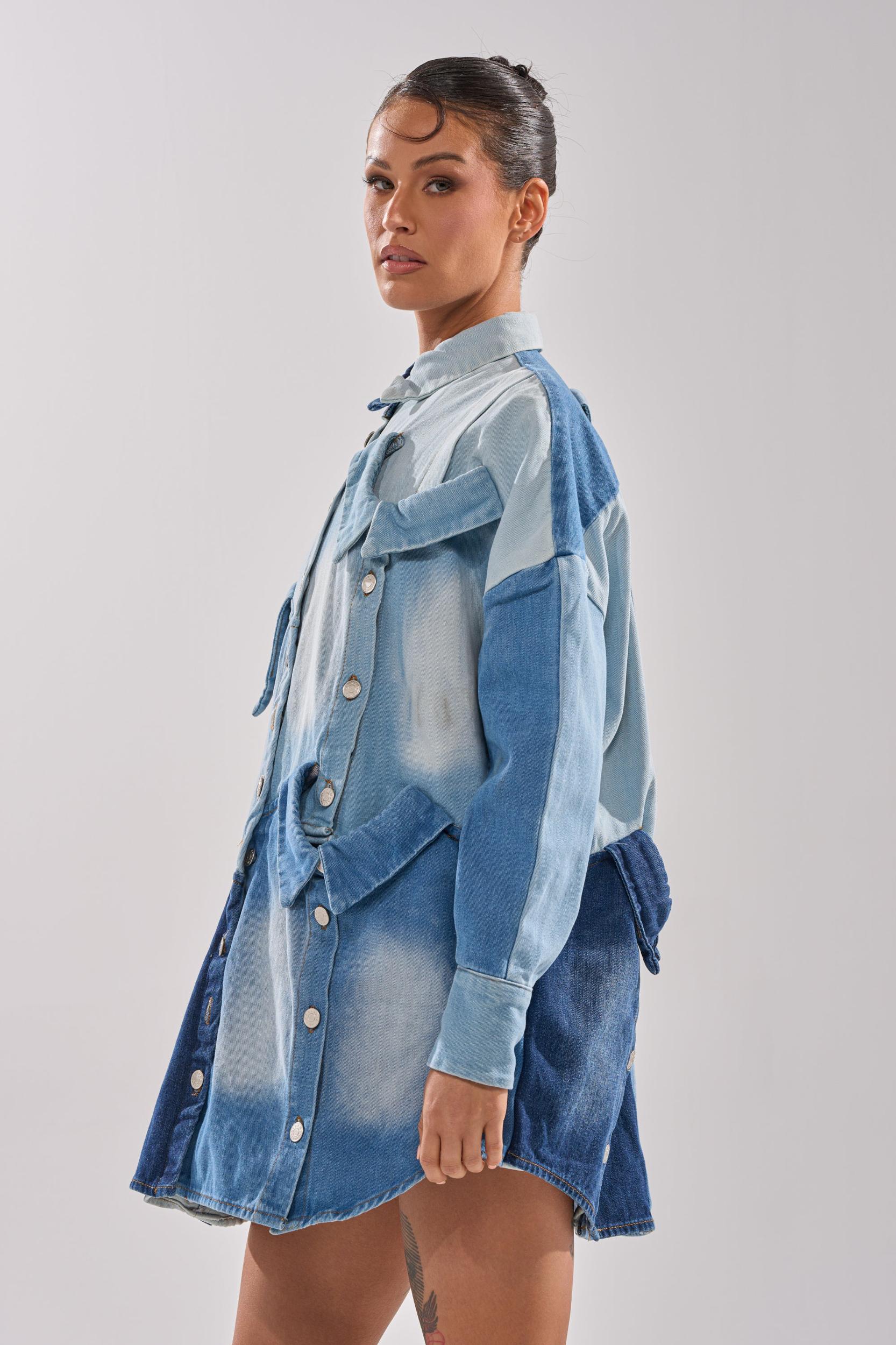 MONDAY BLUES DENIM MINI DRESS Product Image