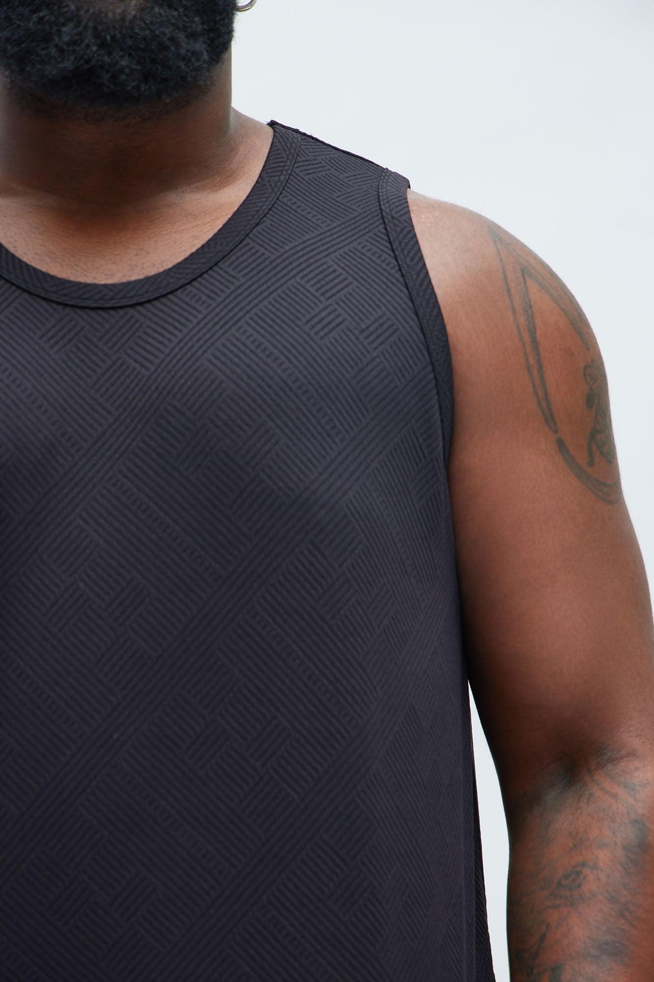 Easton Geo Textured Relaxed Tank Top - Black Product Image