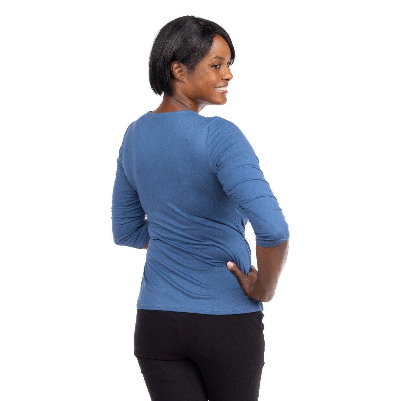 Inner Beauty Solid 3/4 Sleeve Surplice Front V-Neck Top Product Image