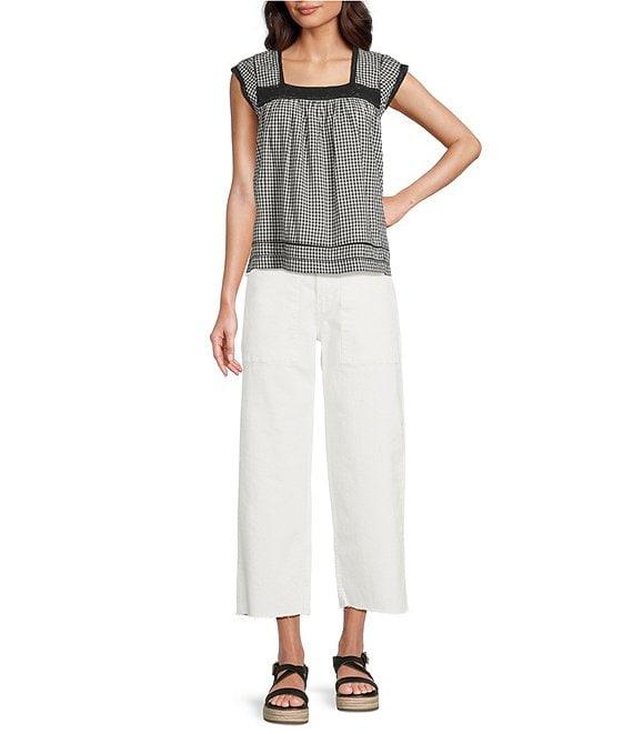 Lucky Brand Square Neck Cap Sleeve Lace Trim Top Product Image