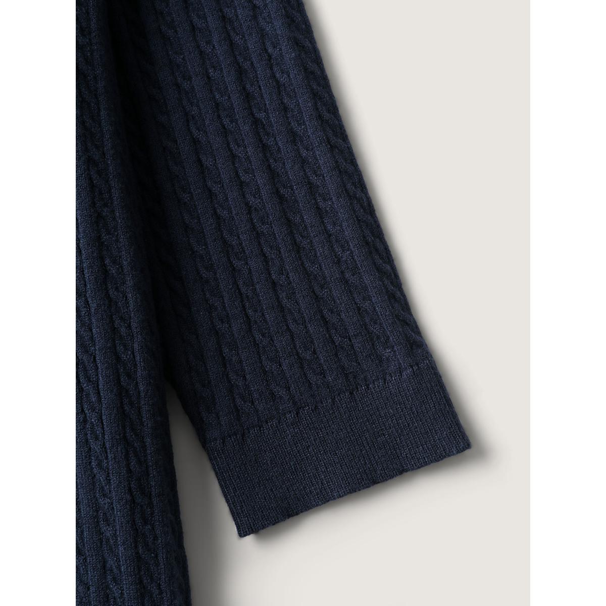 Plus Size Supersoft Cable Knit Button Solid Cardigan Midnight Women Leisure Loose Long Sleeve Casual Cardigans BloomChic 26/4X Product Image