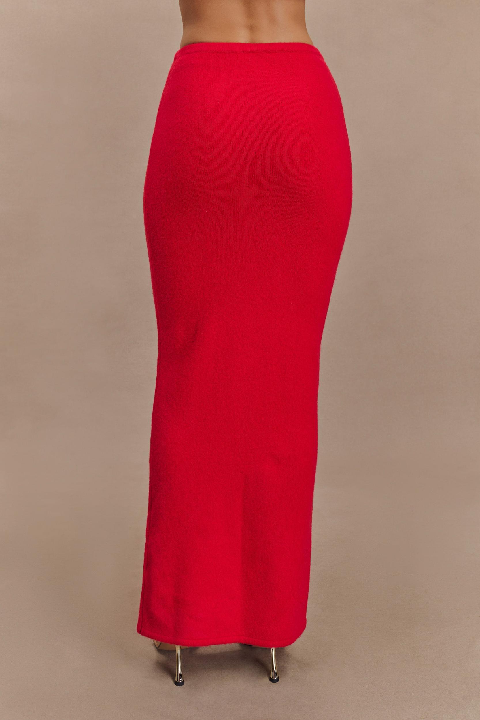 Elise Knit Maxi Skirt - Red Product Image