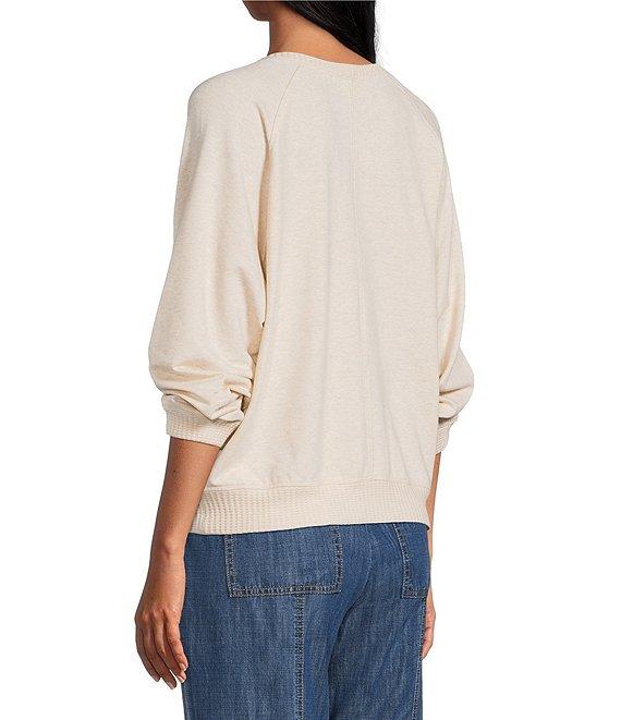 Nurture Knit Crew Neck 3/4 Sleeve Embroidered Top Product Image