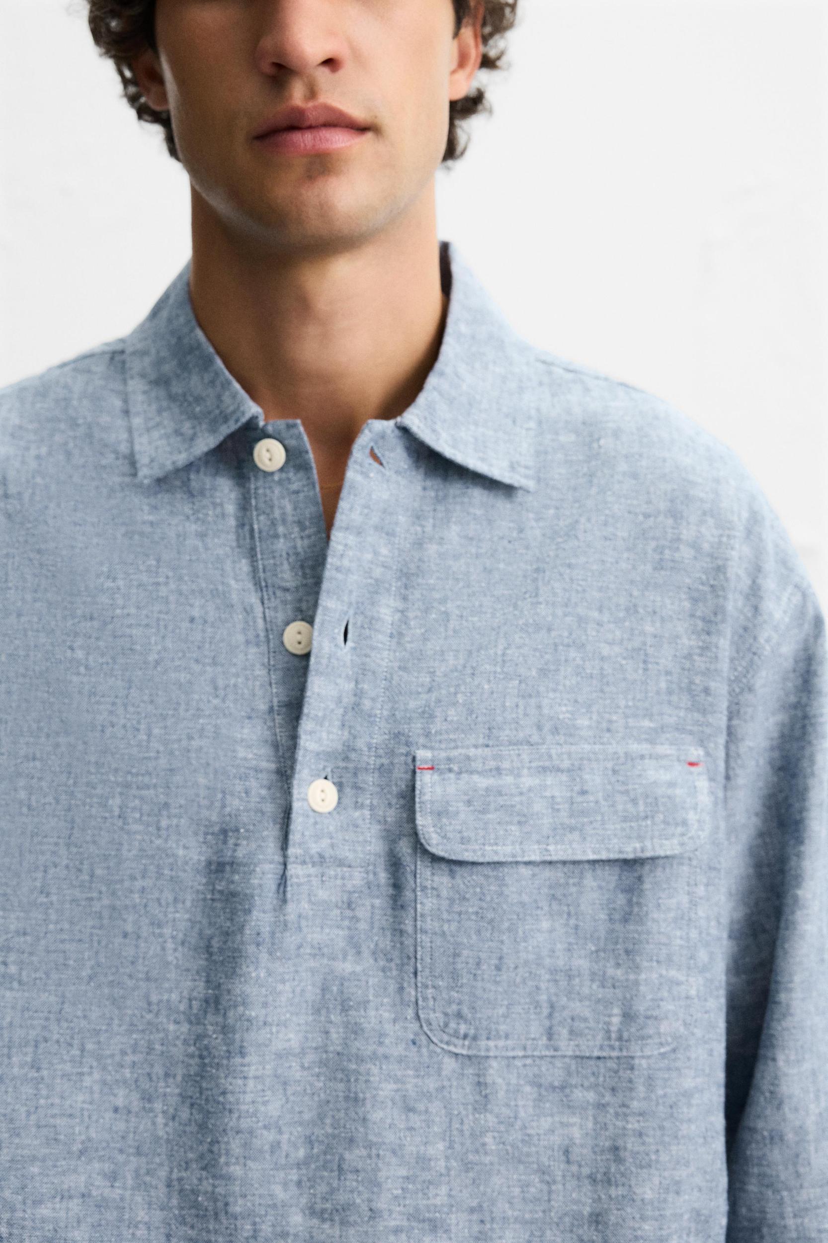 LINEN - COTTON POLO SHIRT Product Image