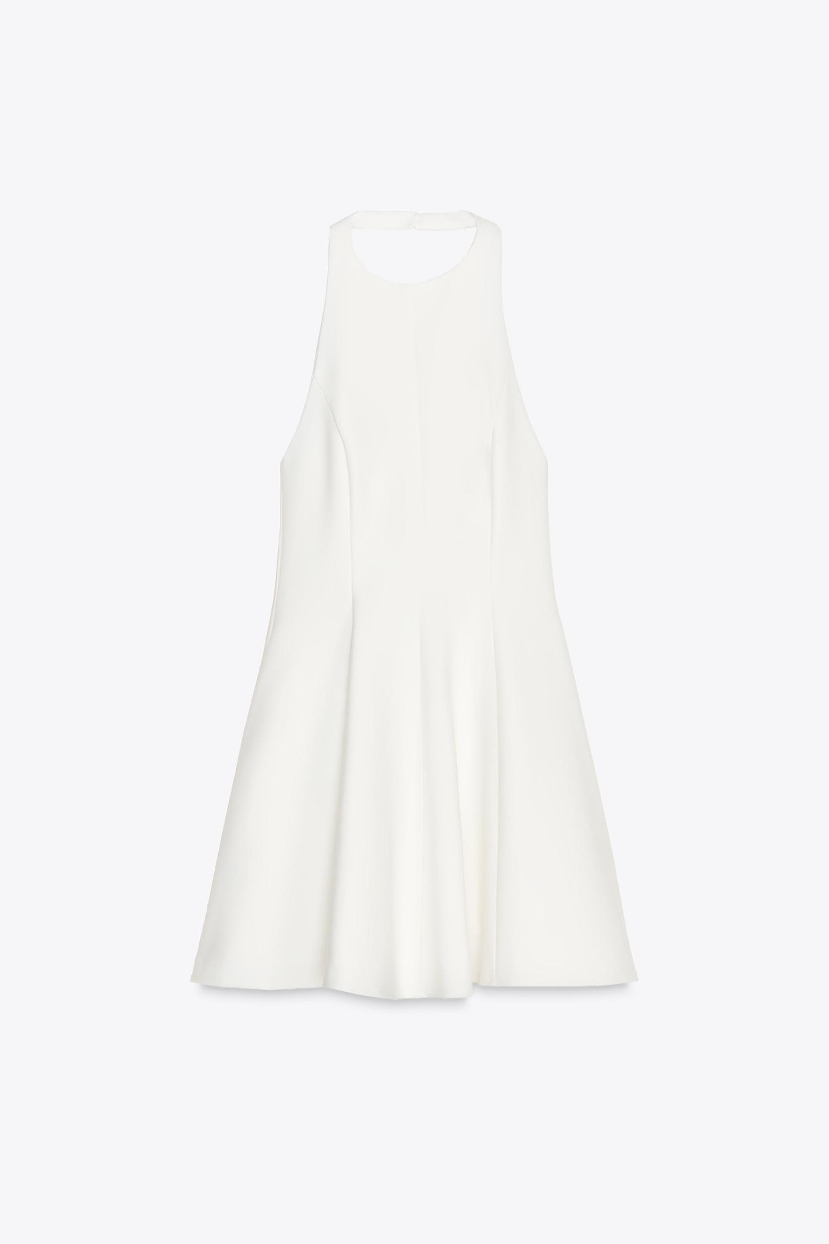 SHORT HALTER GODET DRESS Product Image