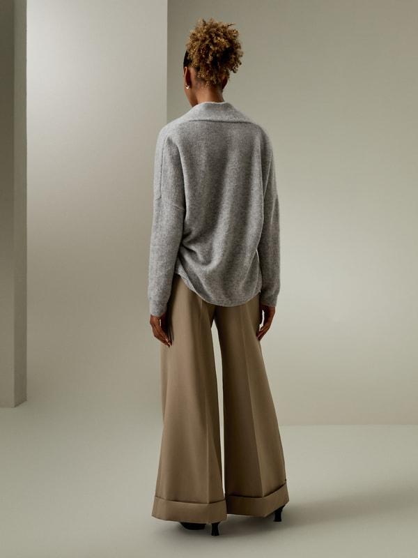 LILYSILK Cashmere Cardigan Women - Gray Cashmere Silk - Comfortable High Ribbed Sweater L Product Image