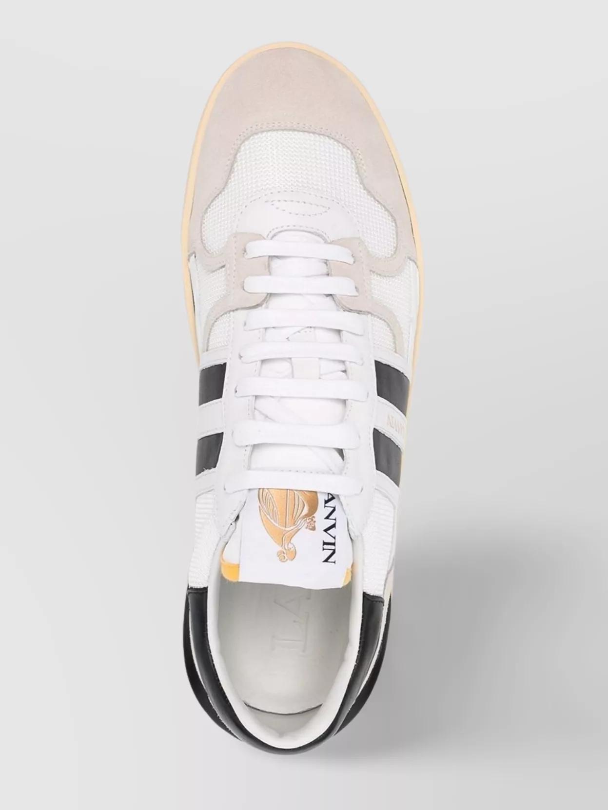 LANVIN Black And White Leather Clay Low Mesh Sneakers Product Image