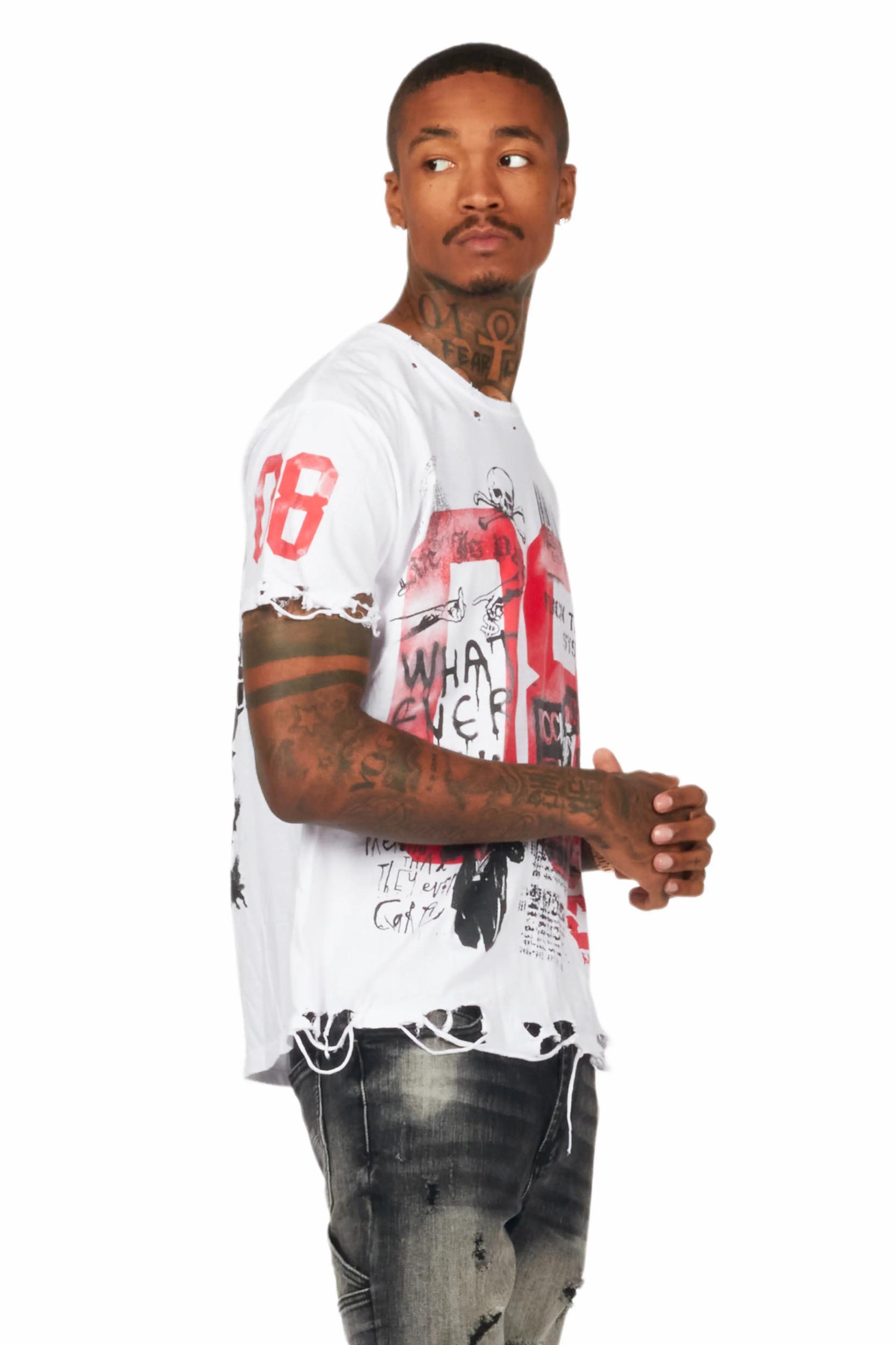 Grill White Graphic Oversized T-Shirt Male Product Image