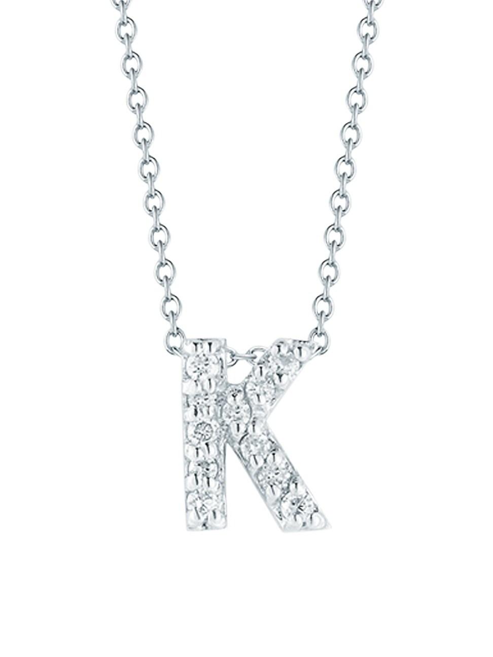 Womens Tiny Treasures 0.08 TCW Diamond & 18K White Gold Initial Necklace Product Image