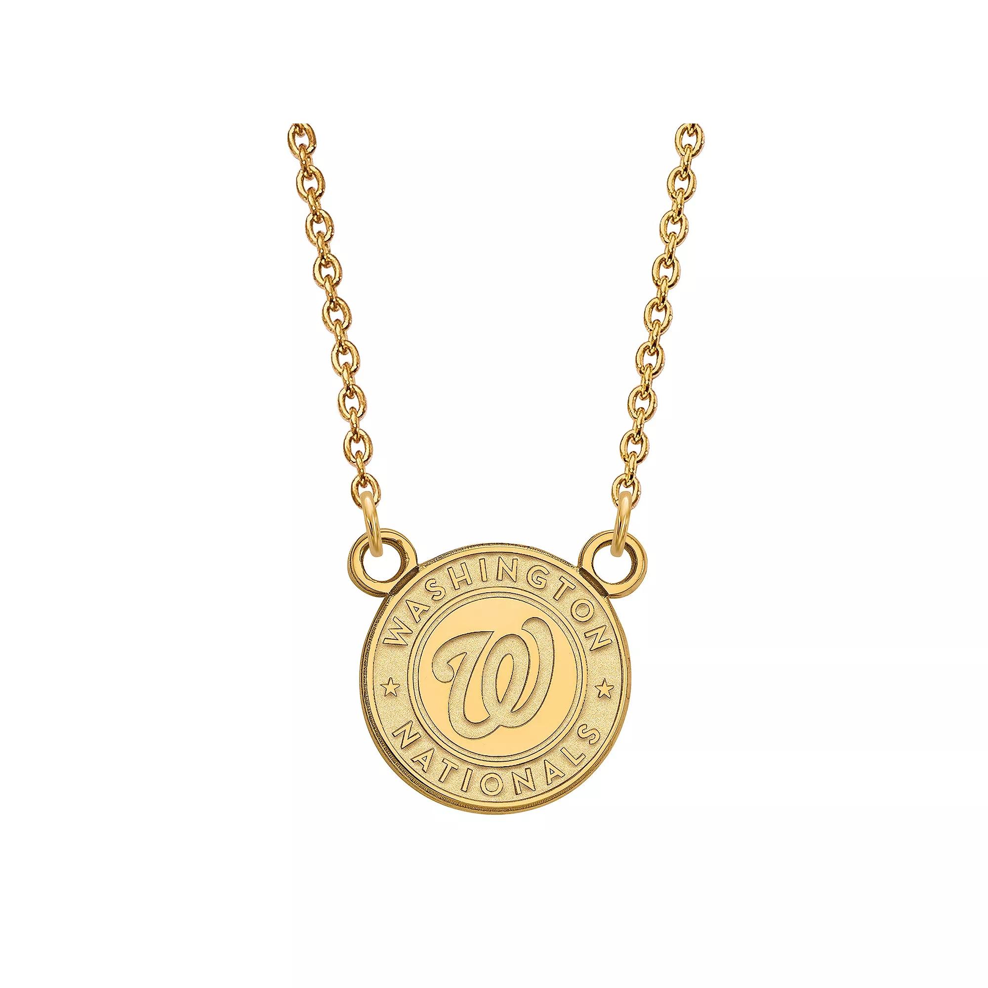 LogoArt Sterling Silver Washington Nationals Pendant Necklace, Women's, Size: 18 mm, 14k Gold Plated Product Image