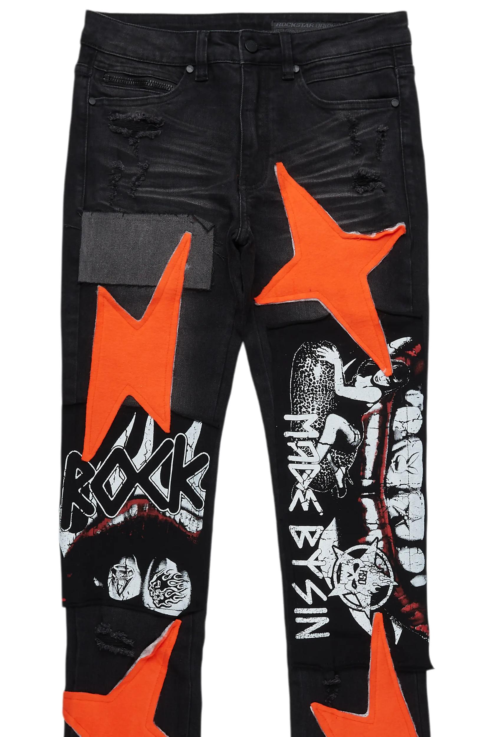 Vadim Black Patchwork Stacked Flare Jean Male Product Image