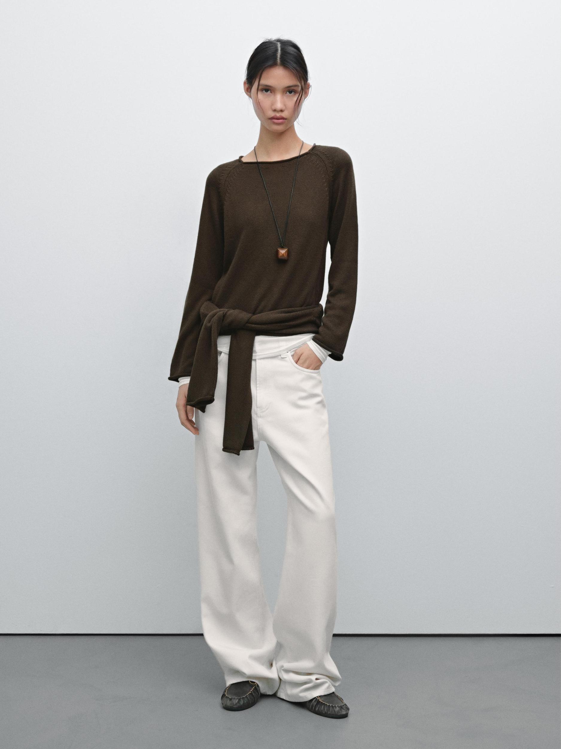 Purl knit cutwork sweater Product Image