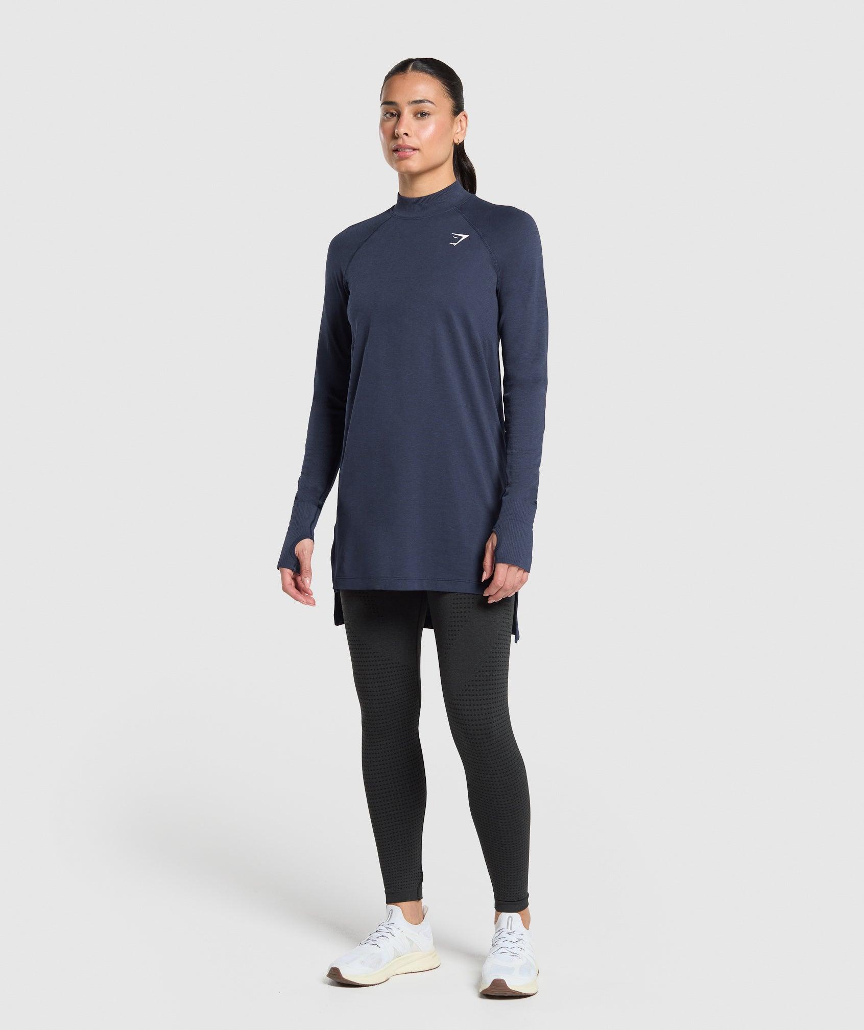 Gymshark Vital Long Line Top - Heavy Blue Marl Female Product Image