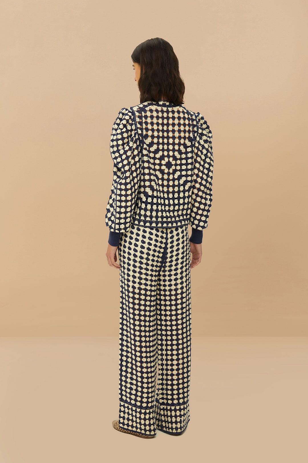 Blue & White Crochet Pants Product Image