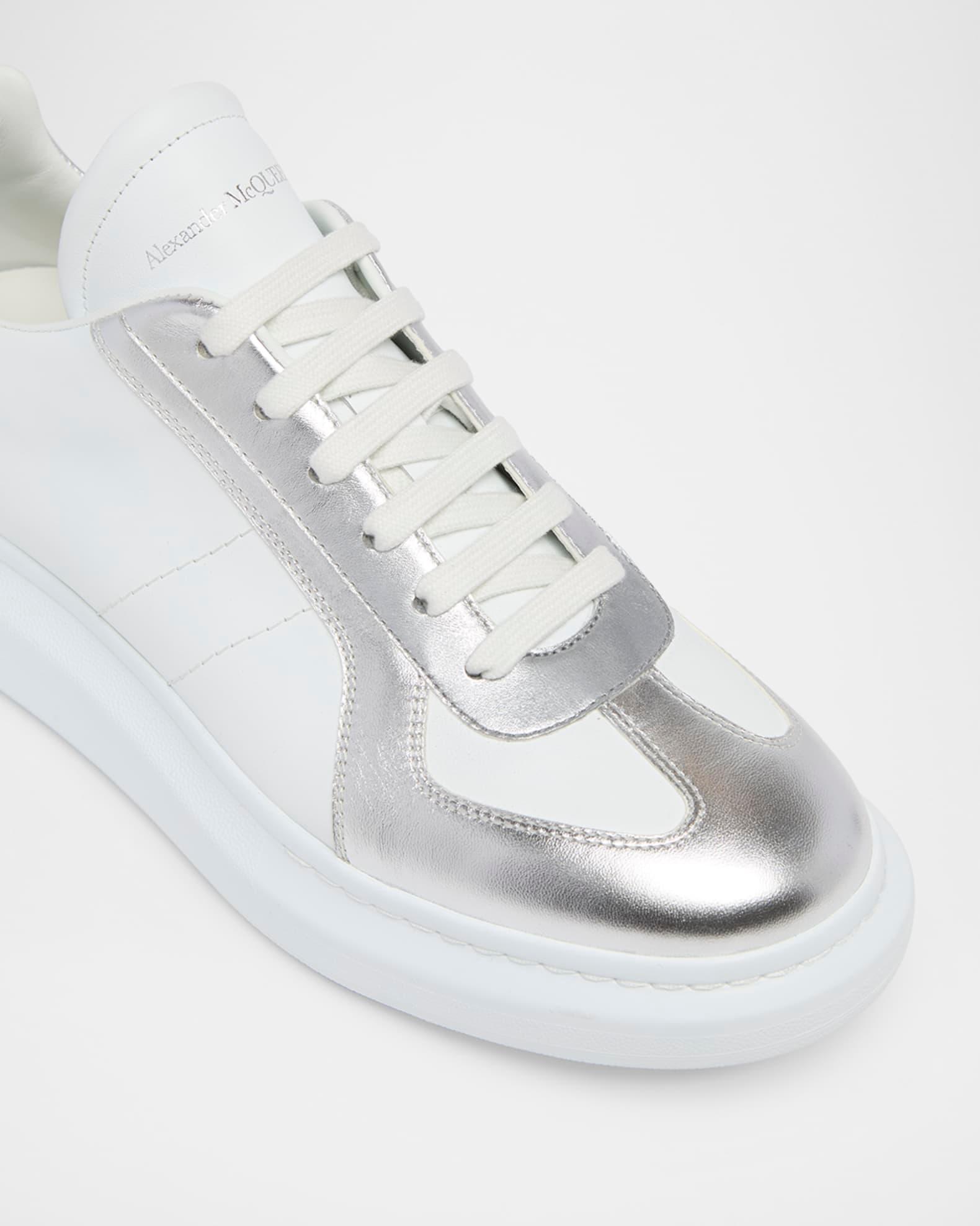Men's Metallic-Trim Leather Low-Top Sneakers Product Image