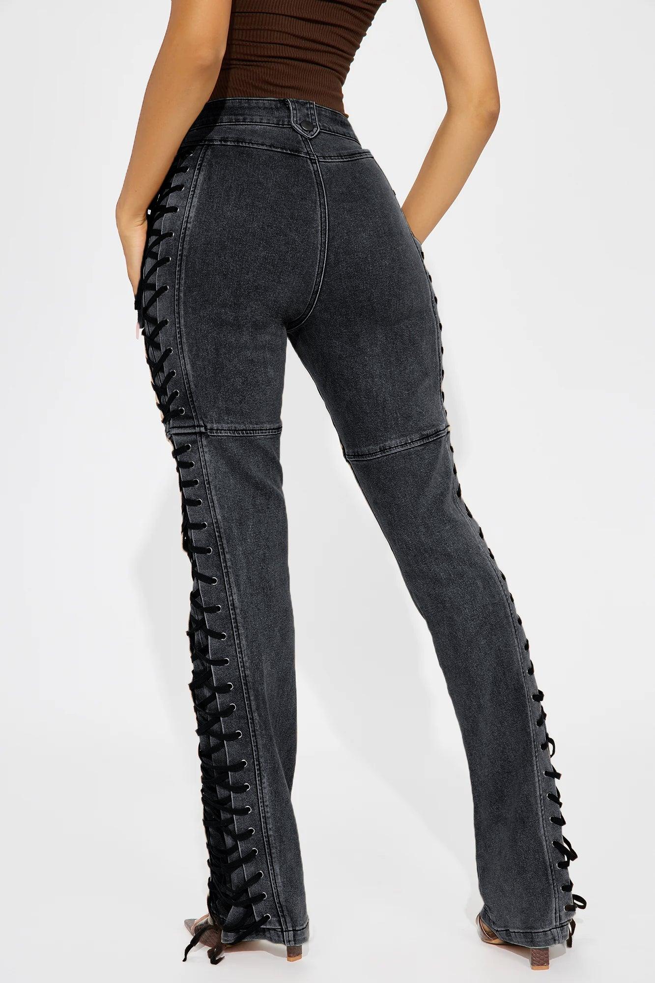 After Hours Lace Up Flare Pant - Black Product Image