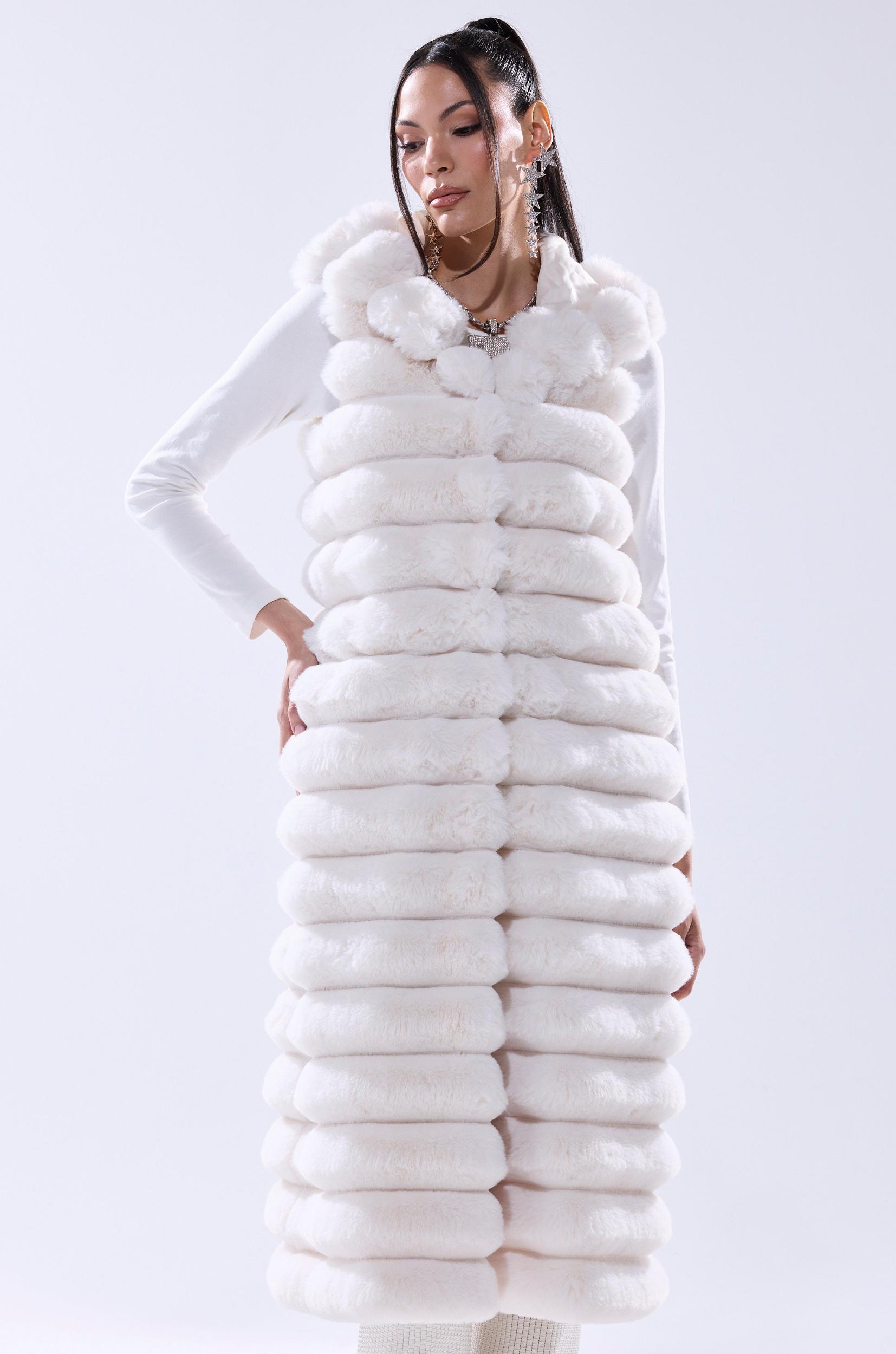 POPPY FAUX FUR HOODED VEST Product Image