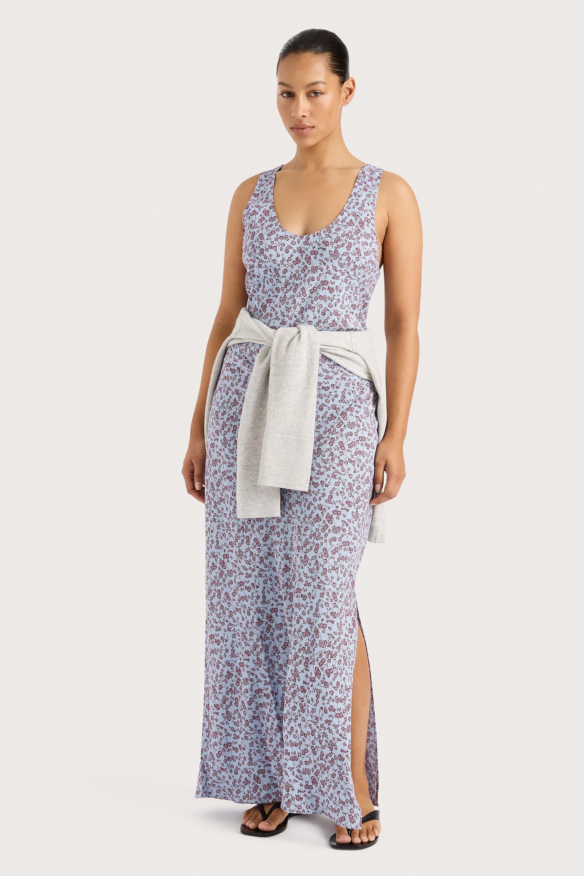 Olivia Maxi Dress Amaryllis Floral Blue - Final Sale Product Image