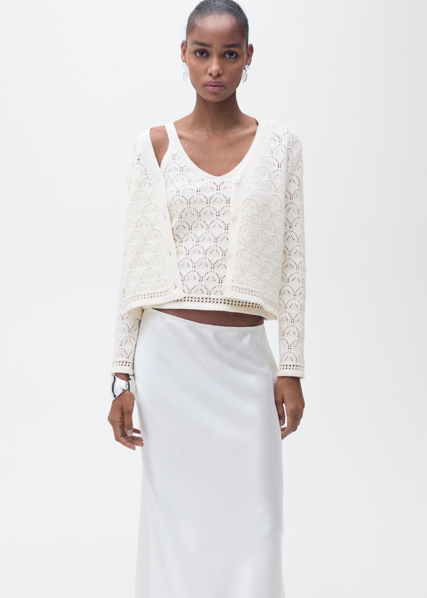 Openwork details knit top - Women | MANGO USA Product Image
