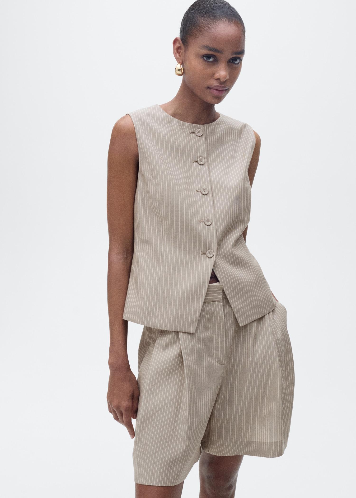 Striped suit bermuda shorts - Women | MANGO USA Product Image