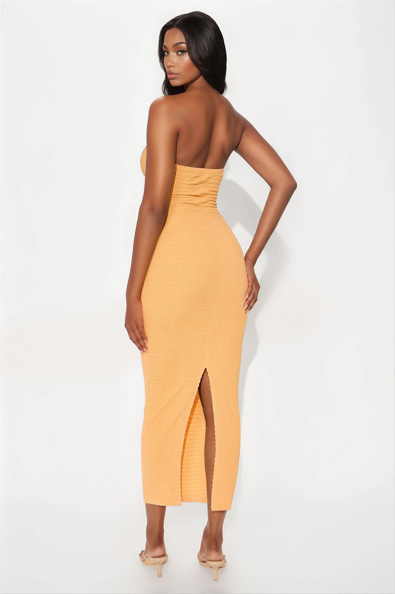 Jennifer Strapless Cut Out Maxi Dress - Orange Female Product Image