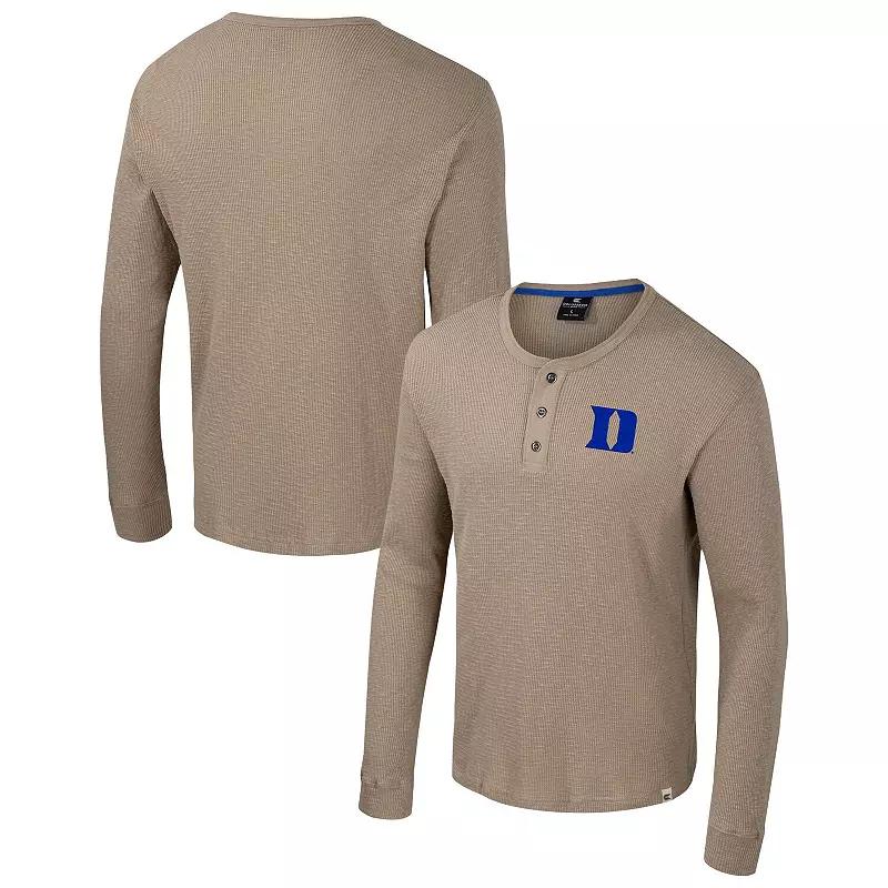 Men's Colosseum  Tan Duke Blue Devils Great Outdoors Henley Long Sleeve Shirt, Size: 3XL, Team Product Image