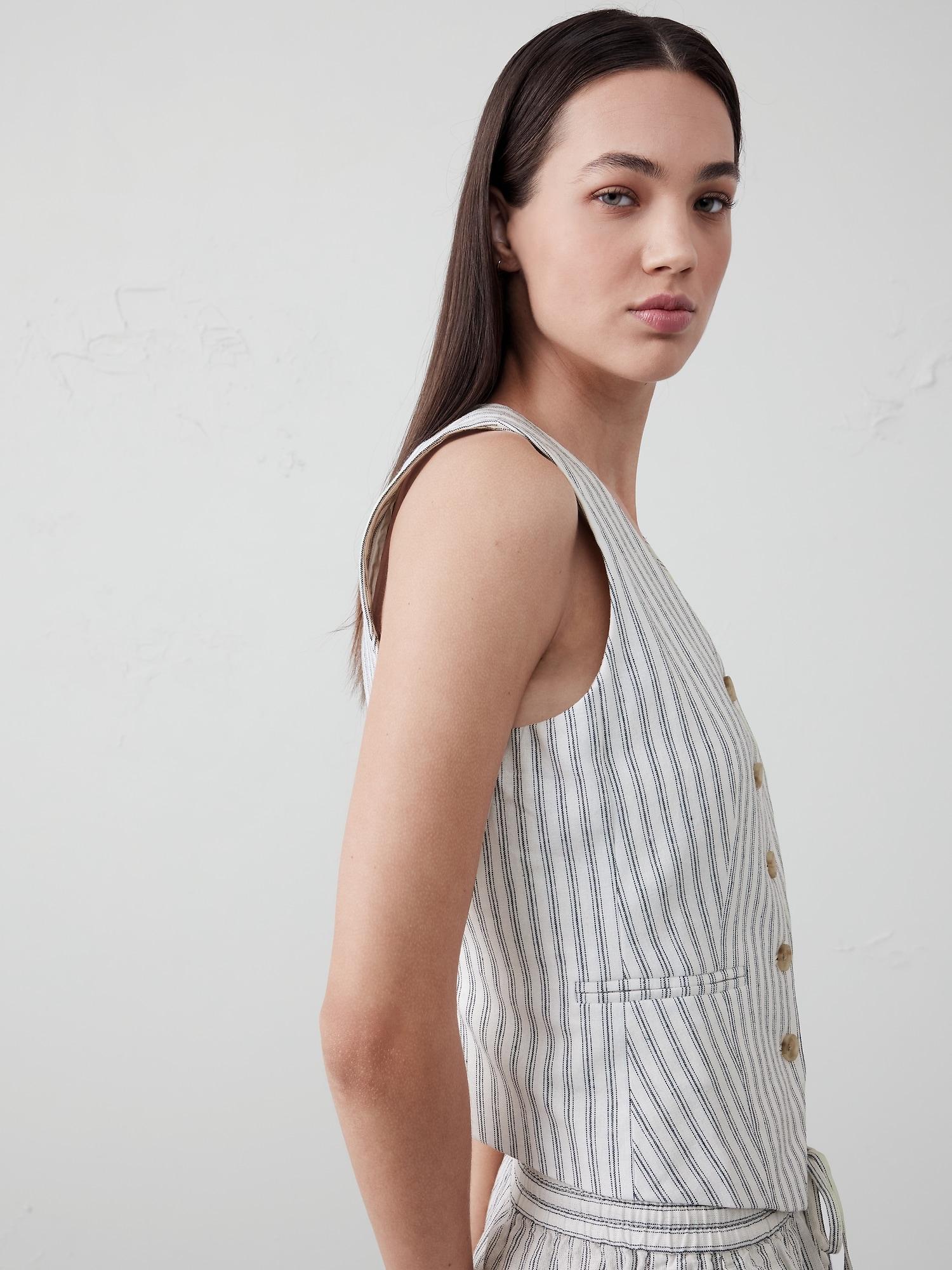 Linen-Blend Classic Vest Product Image