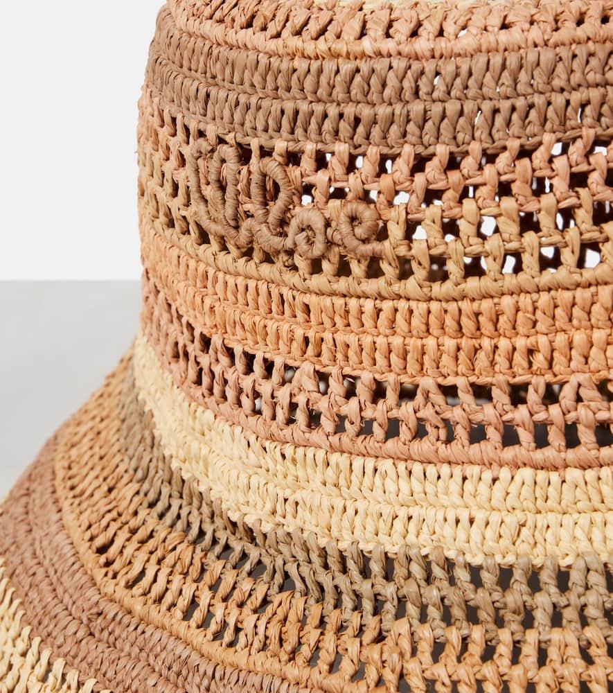 CHLOÉ Sunset Embroidered Striped Raffia Hat In 2ya Multi Beige 1 Product Image