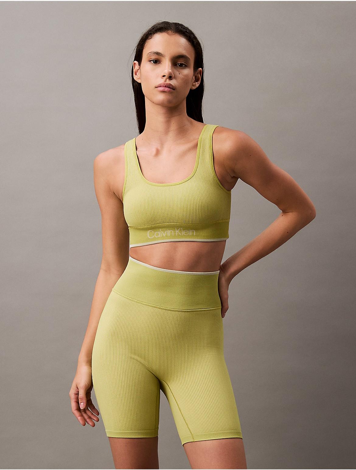 Calvin Klein Womens Rib Sport Medium Impact Sports Bra - Green Product Image