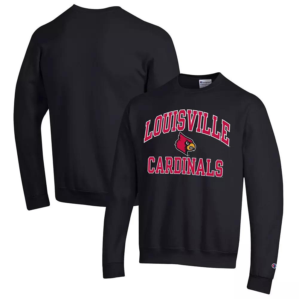 Men's Champion Black Louisville Cardinals High Motor Pullover Sweatshirt, Size: XL Product Image
