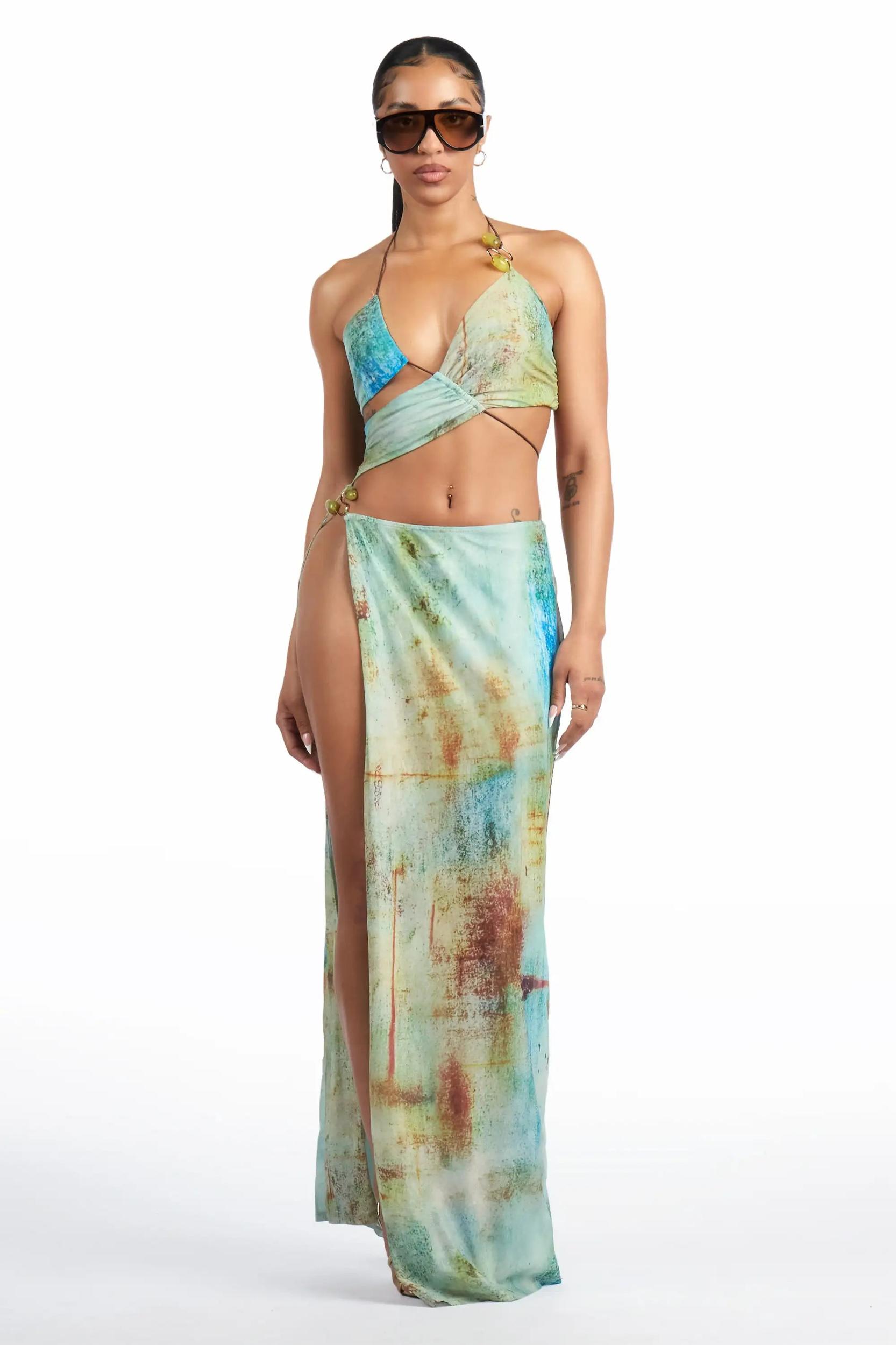 Echo Mint Brown Maxi Dress Female Product Image