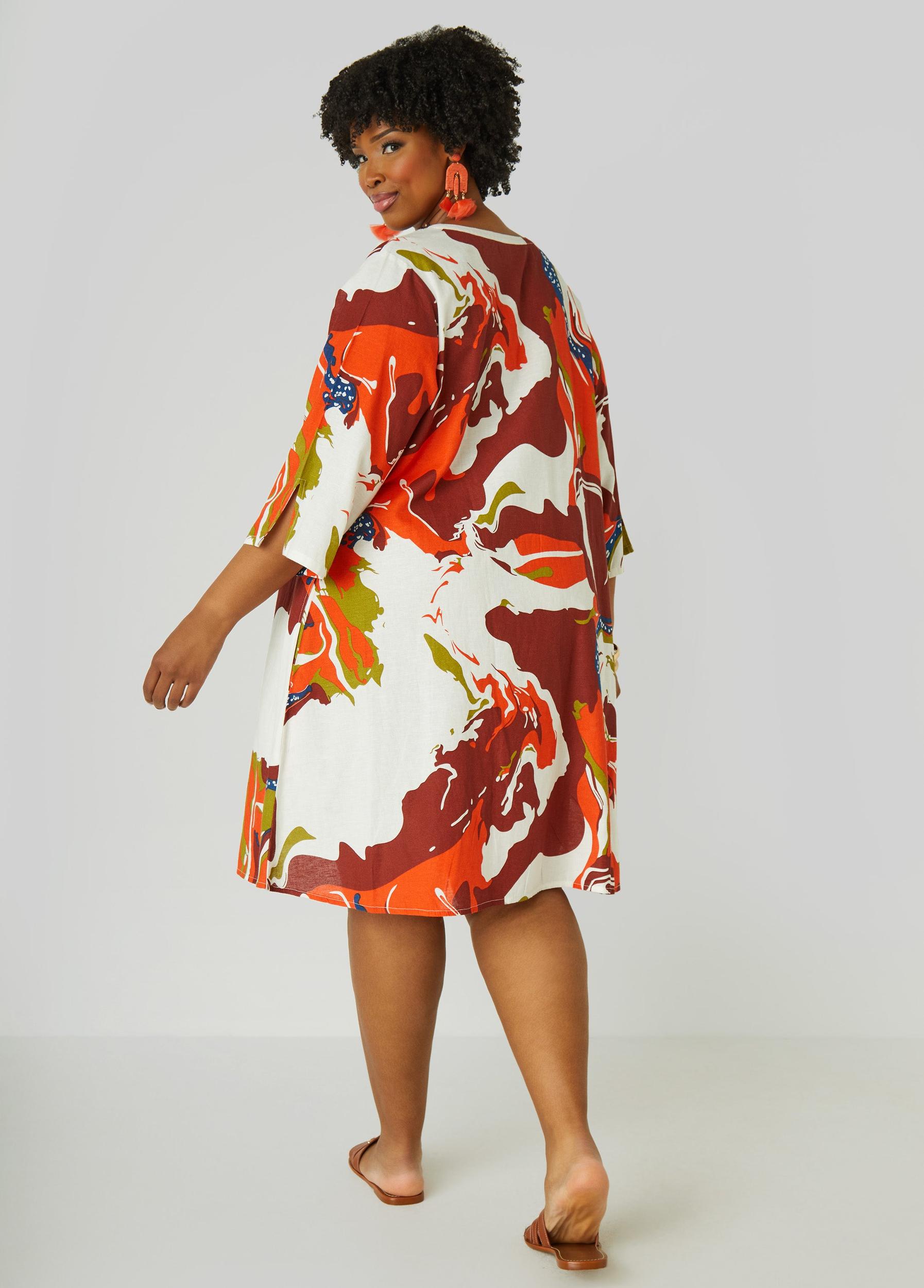 Beaded Printed Tunic Dress Product Image