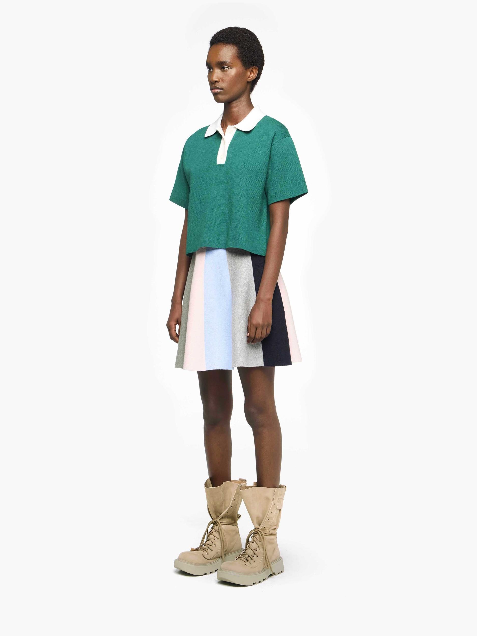 CROPPED KNITTED POLO TOP Product Image