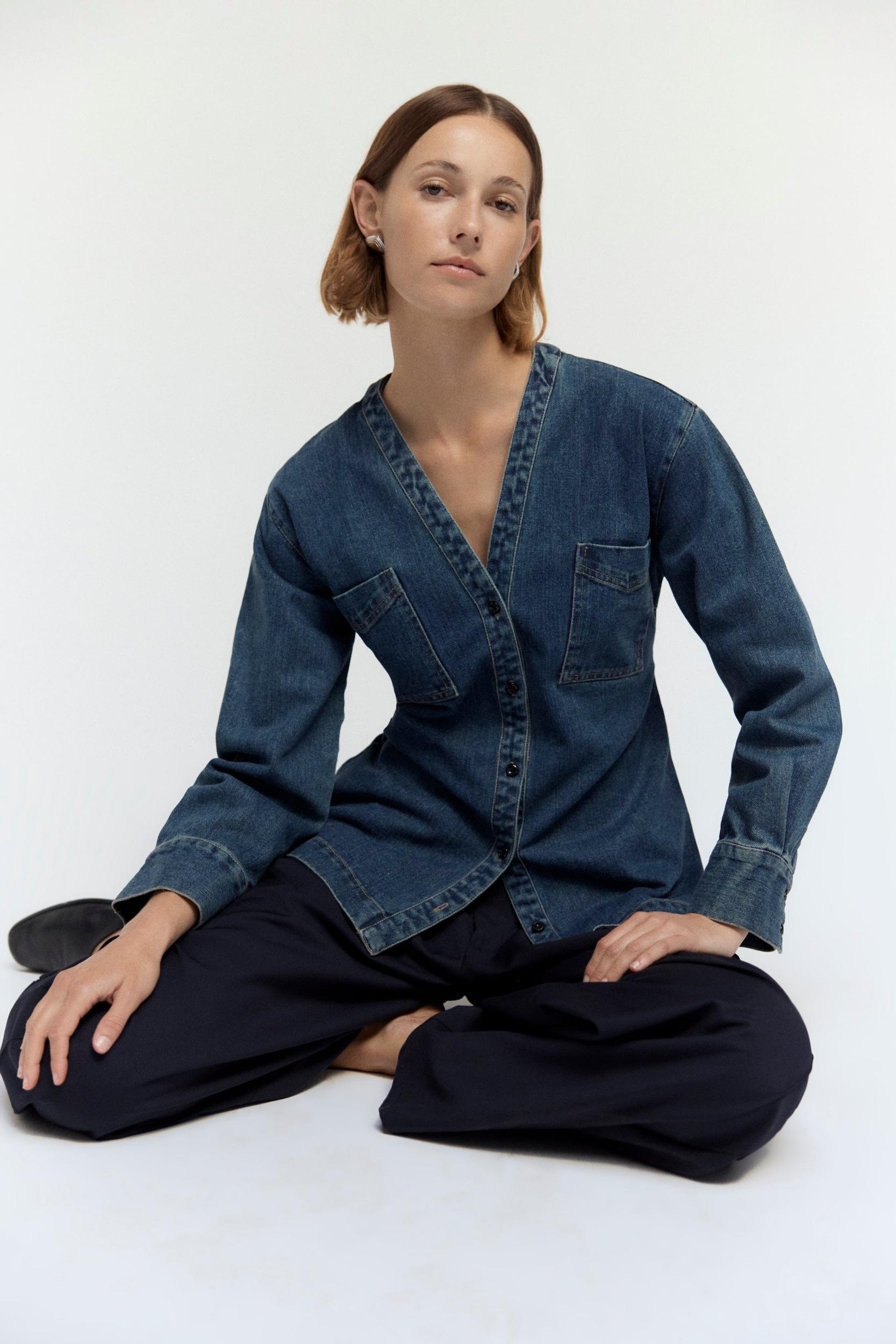 Emmett Structured-Sleeve Denim Jacket Product Image