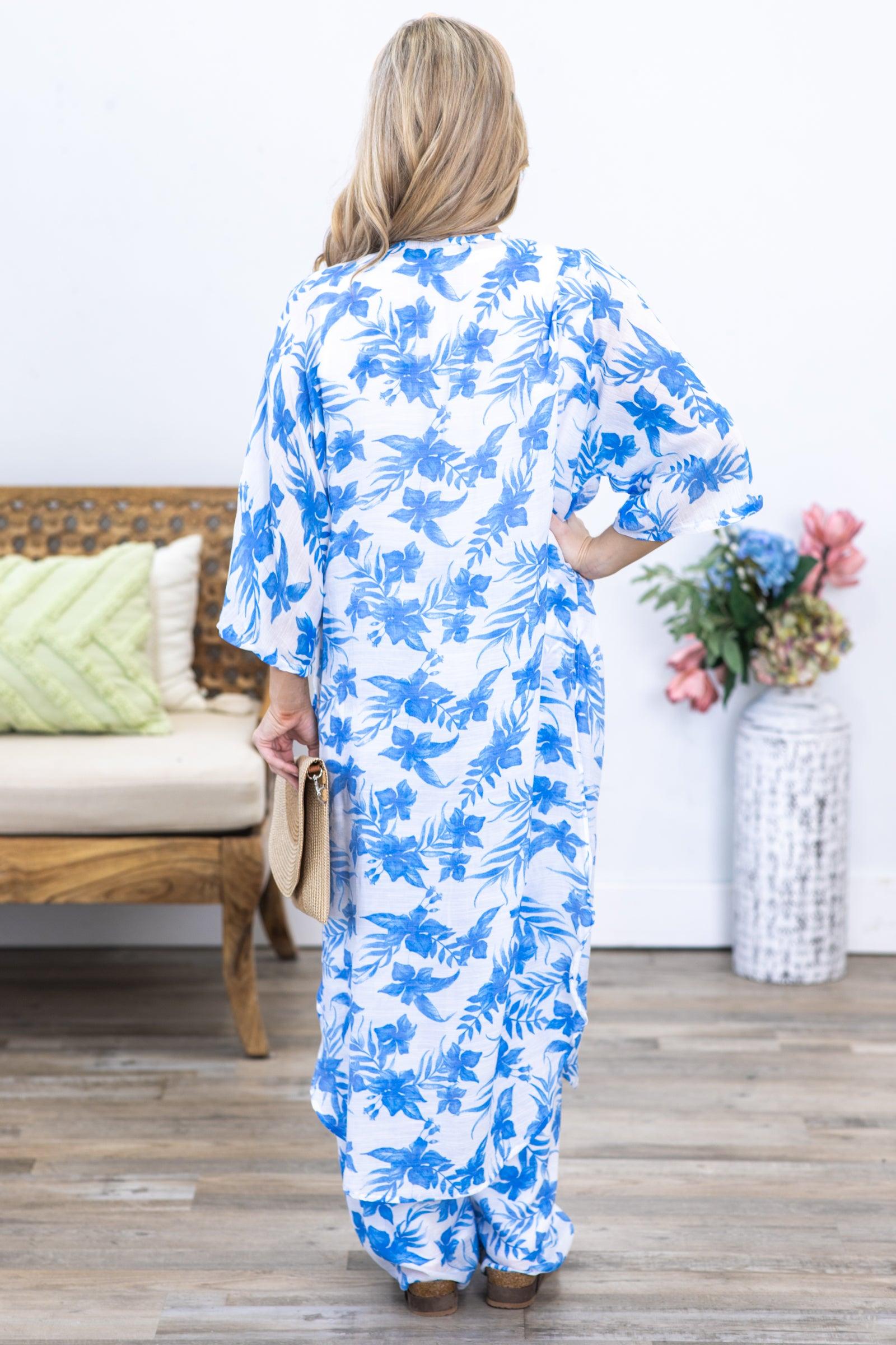 Royal Blue Two Piece Floral Print Set Product Image