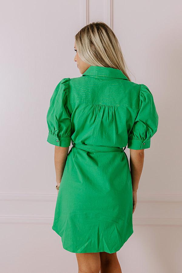Coastal Views Button Down Mini Dress in Kelly Green Product Image