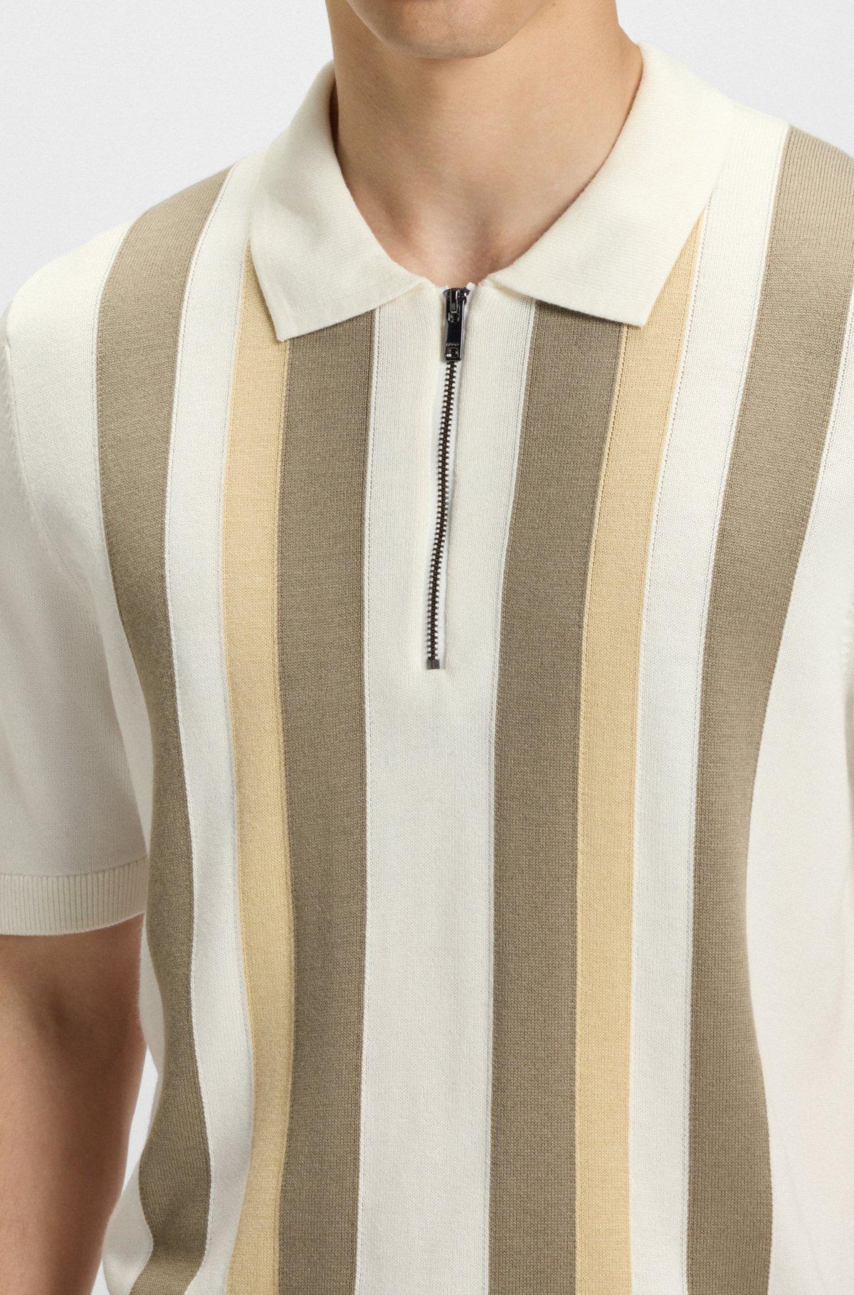 Zip-neck polo sweater with vertical stripes Product Image