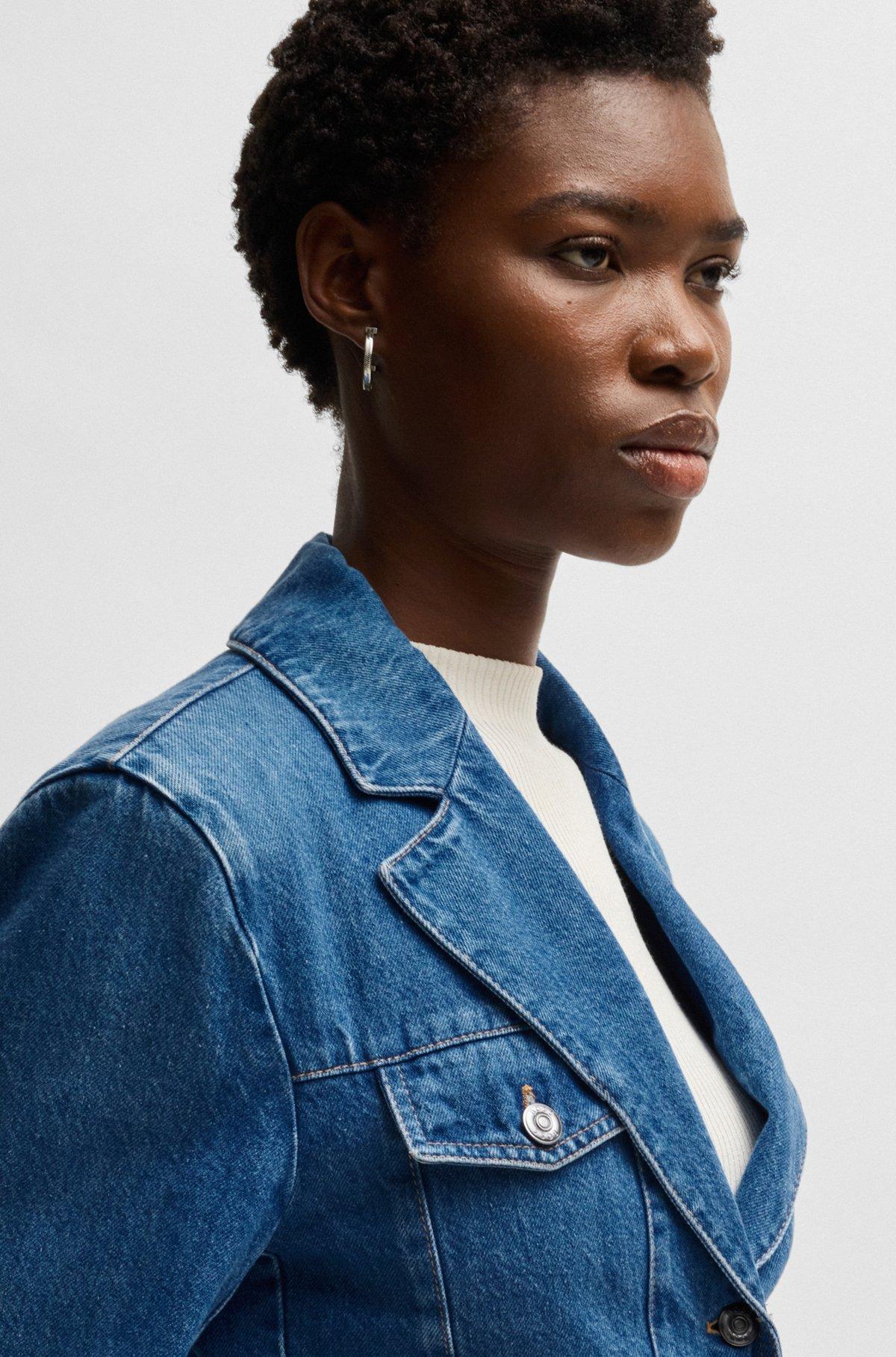 Slim-fit blazer in blue selvedge denim Product Image