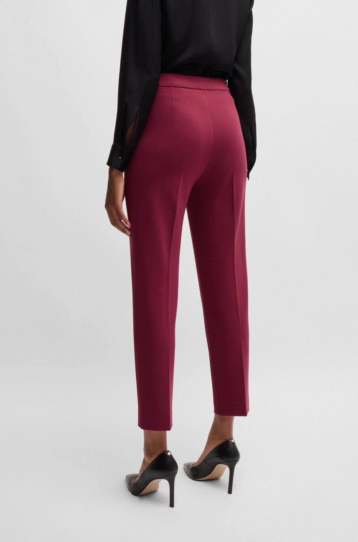 BOSS - Regular-fit trousers in stretch fabric with tapered leg - Dark Red Product Image