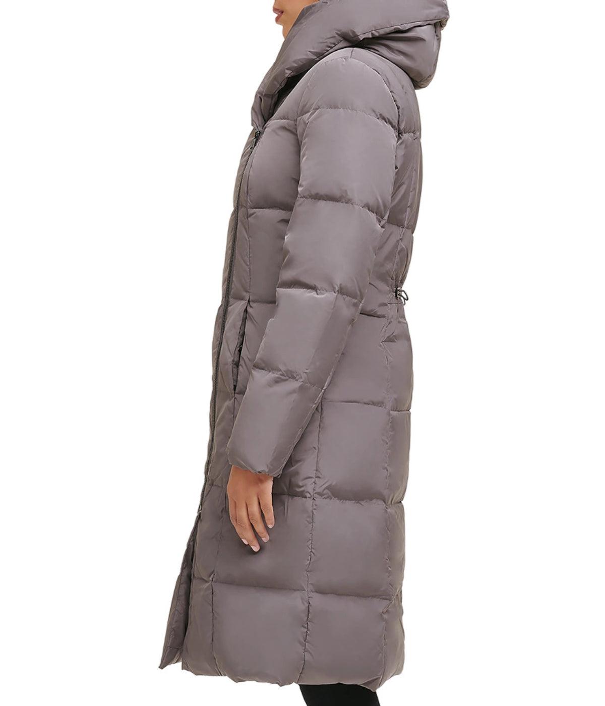 Asymmetrical Pillow Collar Down Coat Carbon Product Image