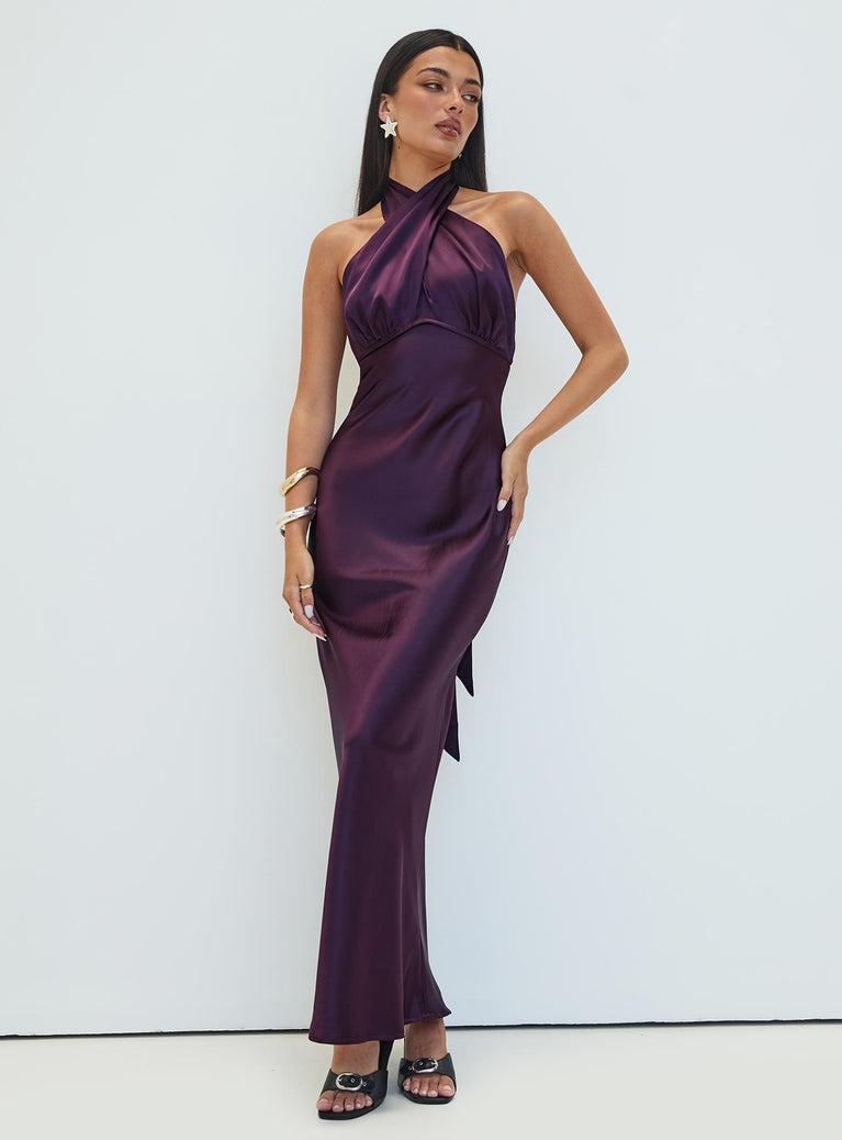 Rosaminta Halter Maxi Dress Plum Product Image