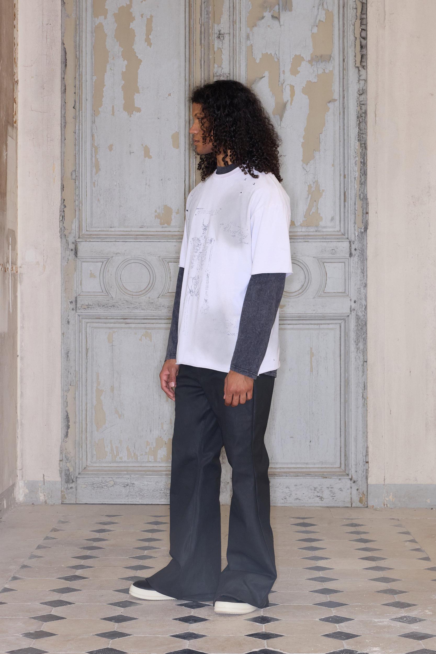 Premium Oversized Skeleton Washed T-Shirt in Ecru | boohooMAN USA Product Image